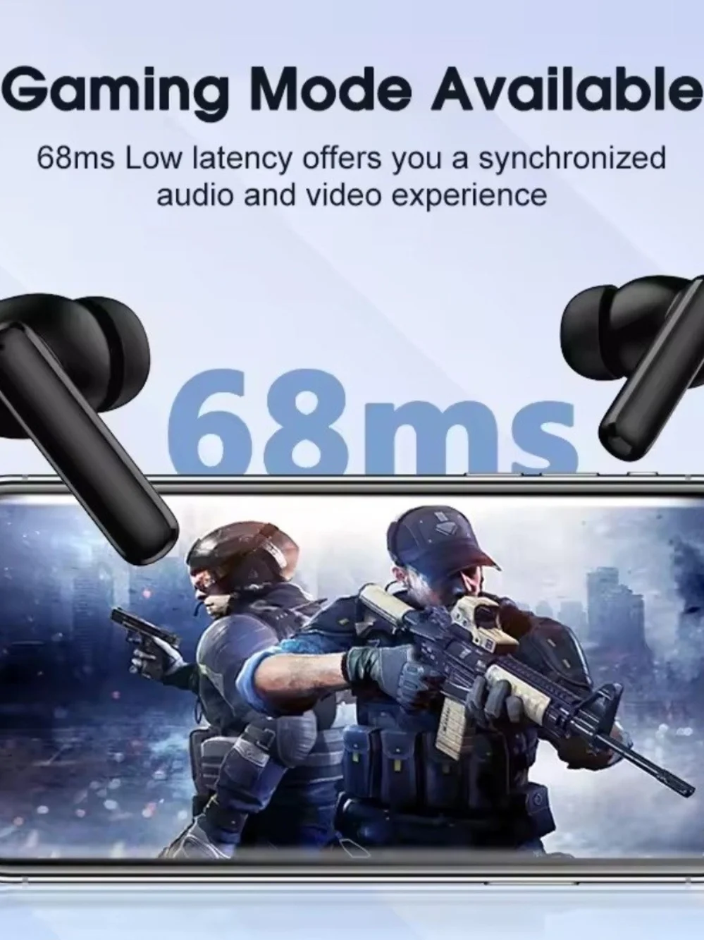 QCY T13 ANC Active Noise Cancelling Wireless Earbuds, White-Black